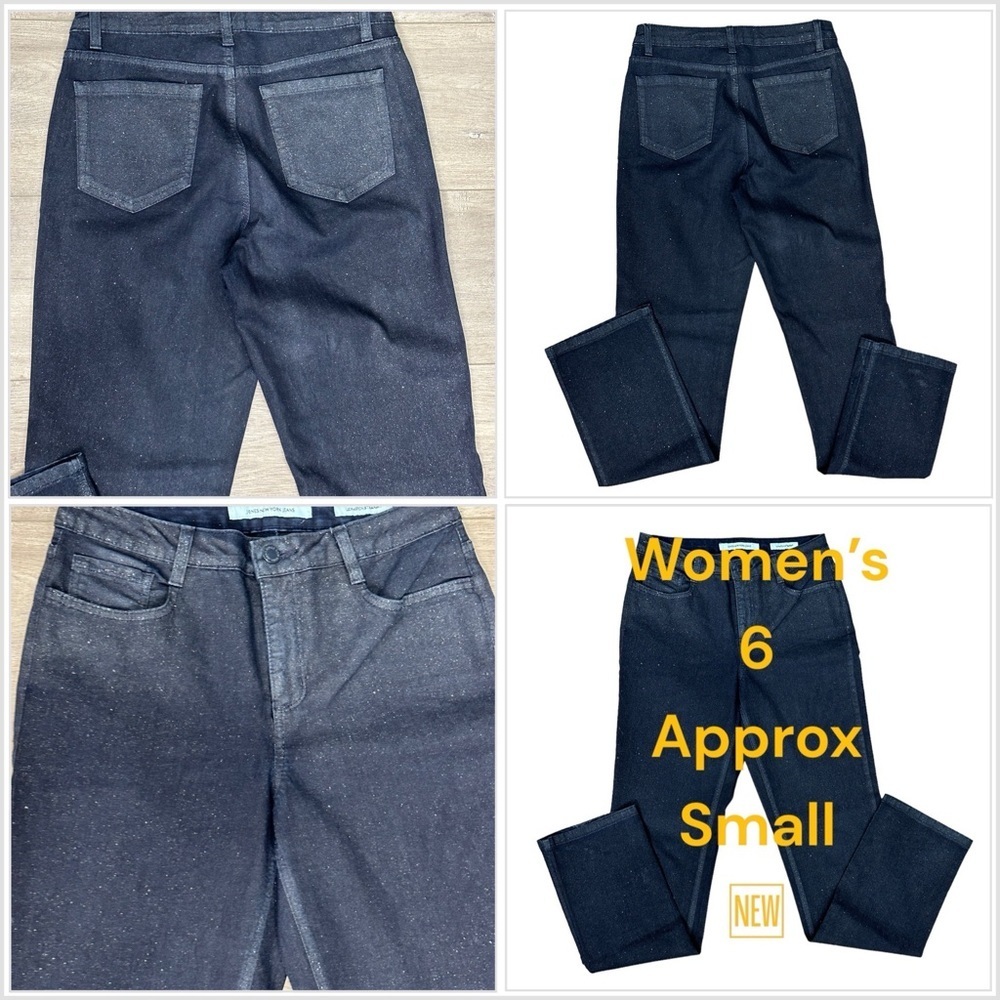 Women's Jones New York 6 Small Sparkle Jeans Denim Navy Blue Straight Stretch
